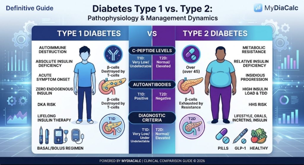 diabetes type 1 vs type 2